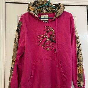 Pink Hoodie with Camo Accents